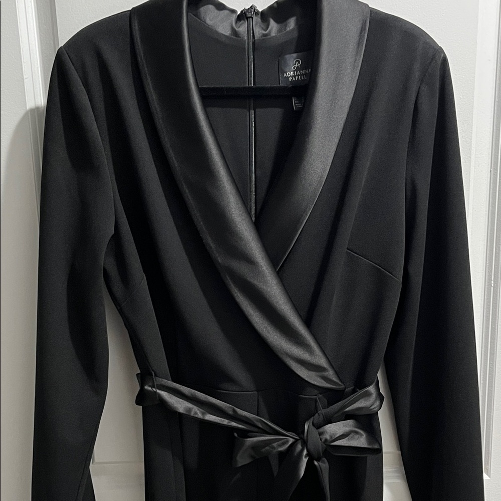 Adrianna Papell Black Tuxedo Jumpsuit - Picture 2 of 9